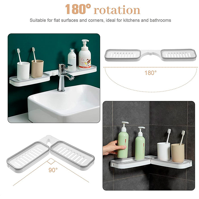 BathroomShelf, ράφι μπάνιου που μπορεί να εγκατασταθεί σε 90° ή 180° - Image 4