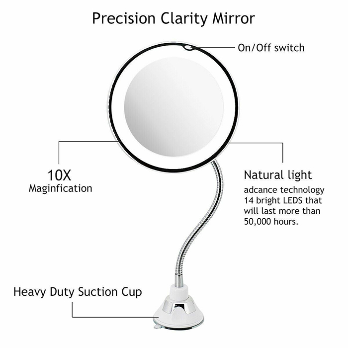 BeautyMirror, ένας καθρέφτης με μεγέθυνση, ισχυρό LED φως και ευέλικτη βάση - Image 3