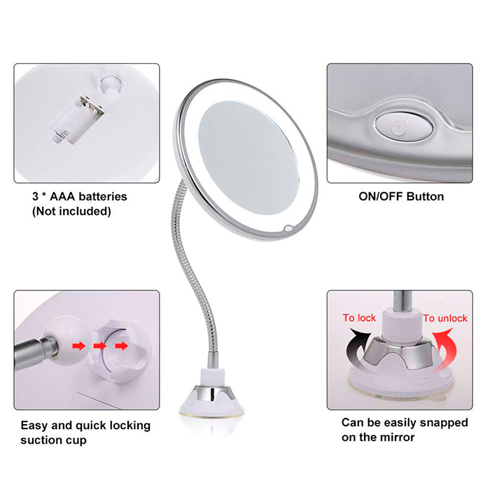 BeautyMirror, ένας καθρέφτης με μεγέθυνση, ισχυρό LED φως και ευέλικτη βάση - Image 6