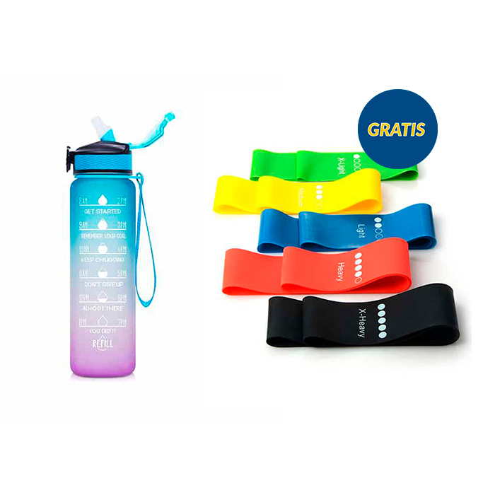 BottleBundle, Μπουκάλι Υδροδότησης με Κίνητρο + Σετ 5 Ελαστικών Ασκήσεων - Image 2