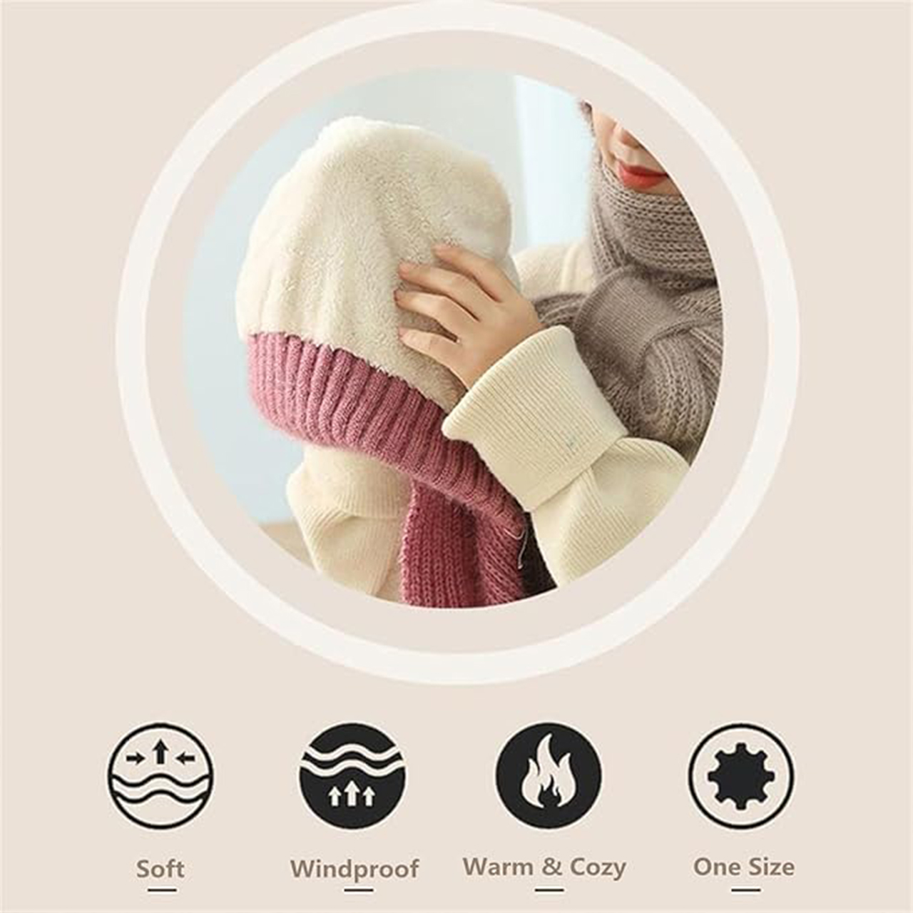 CapScarf, γυναικείο χειμερινό καπέλο με ραμμένο μαντήλι - Image 7