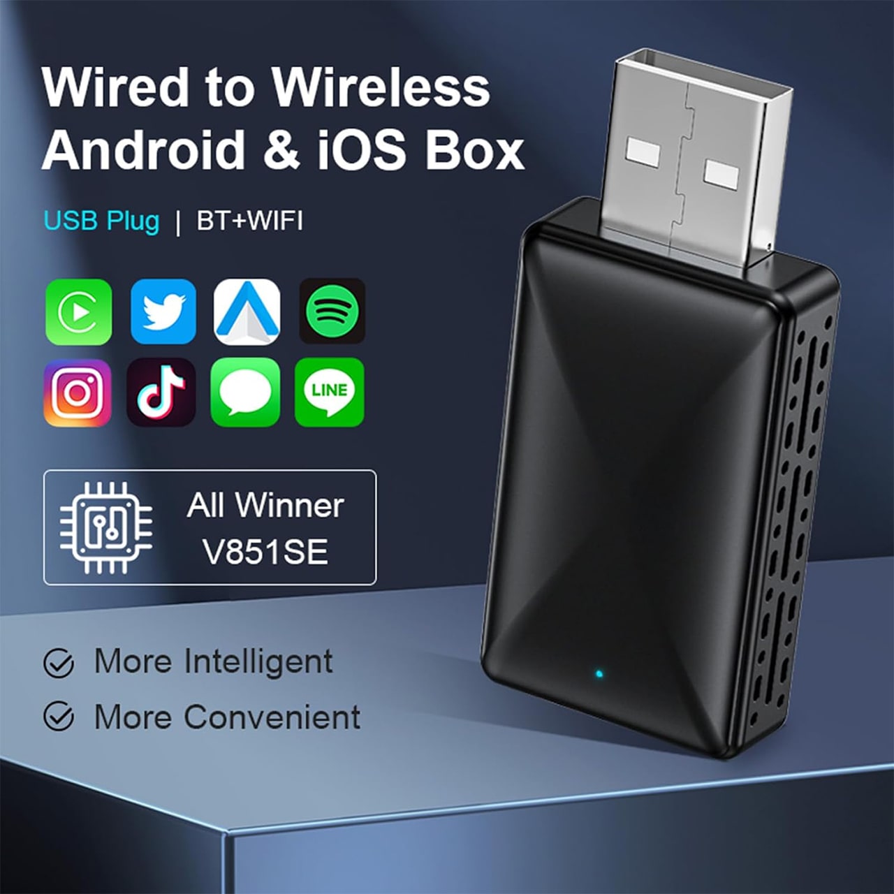 CarPlay, USB stick για ασύρματη συνδεσιμότητα αυτοκινήτου με Apple CarPlay και Android Auto - Image 1