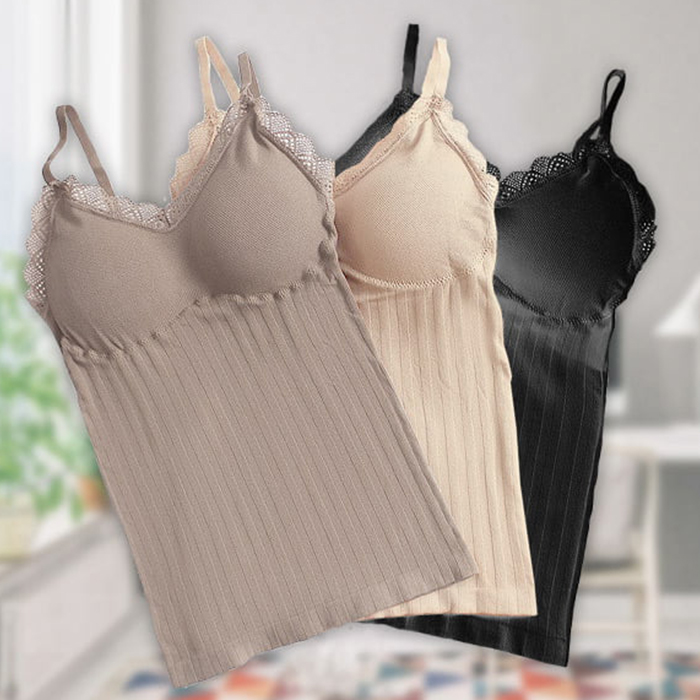 ComfortTop, 1+1 ΔΩΡΕΑΝ Σετ μπλουζάκια με λουράκια με επένδυση σε μαύρο και μπεζ - Image 2