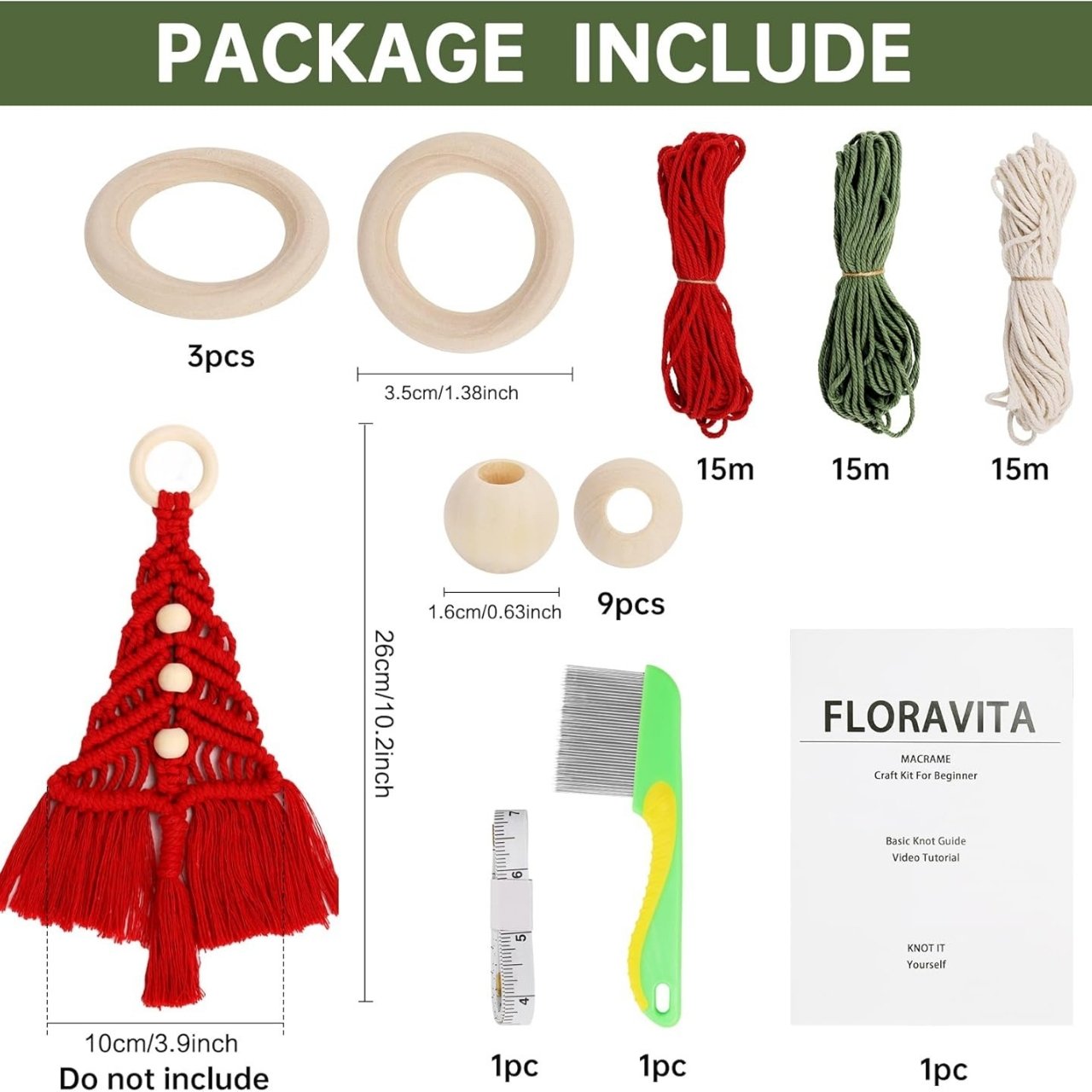 CraftKit, κιτ για χριστουγεννιάτικο στολίδι μακραμέ - Image 4