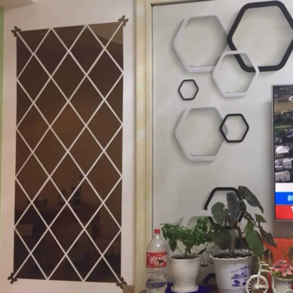 DiamondMirror, αυτοκόλλητα καθρέφτης σε σχήμα διαμαντιού που φωτίζουν και δίνουν χρώμα σε οποιοδήποτε χώρο (32 κομμάτια) - Image 2