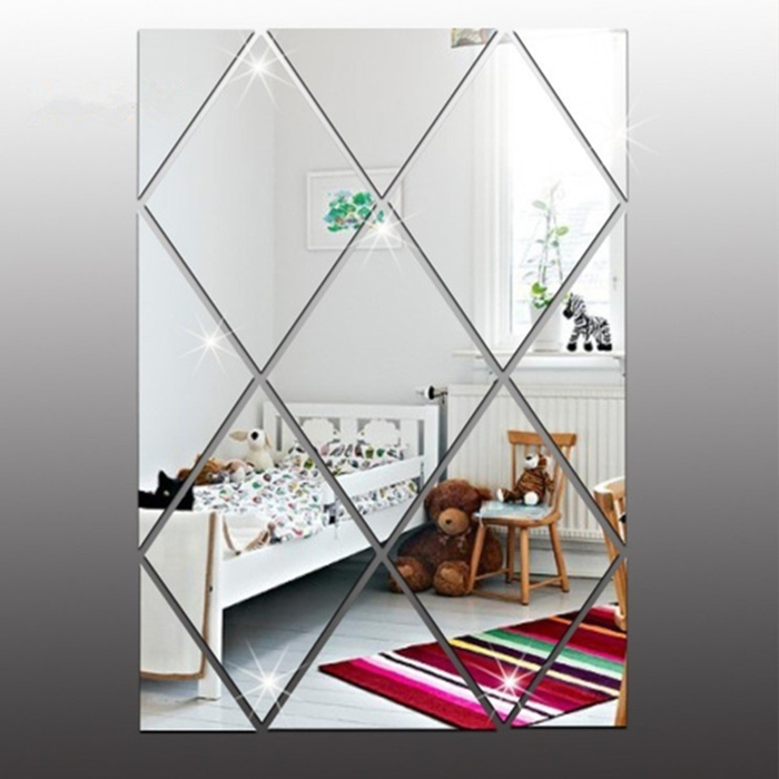 DiamondMirror, αυτοκόλλητα καθρέφτης σε σχήμα διαμαντιού που φωτίζουν και δίνουν χρώμα σε οποιοδήποτε χώρο (32 κομμάτια) - Image 4