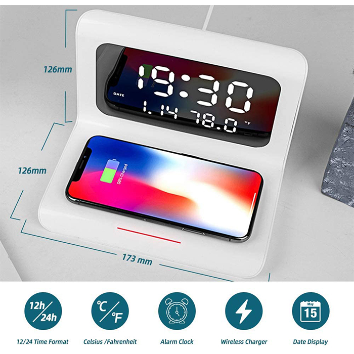 DigitalStation, σταθμός φόρτισης με 4 λειτουργίες: συναγερμός, ημερολόγιο, θερμόμετρο και ασύρματη φόρτιση - Image 4