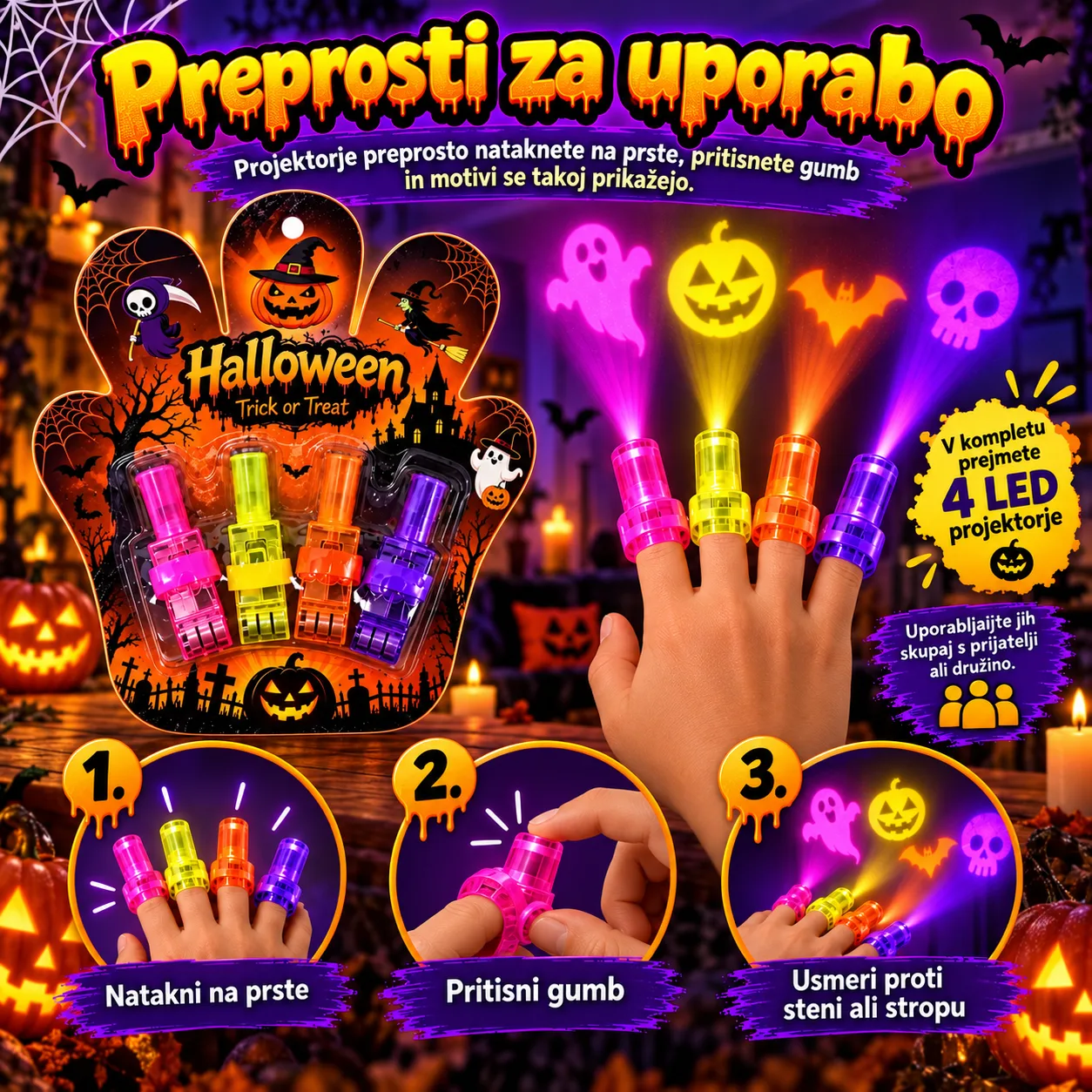 Προβολείς LED για δάχτυλα – Halloween, FingerLights - Image 4