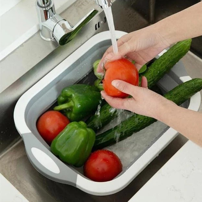 Πτυσσόμενο φίλτρο, πολυλειτουργικό σουρωτήρι, δοχείο αποθήκευσης και ξύλο κοπής όλα σε ένα - Image 5