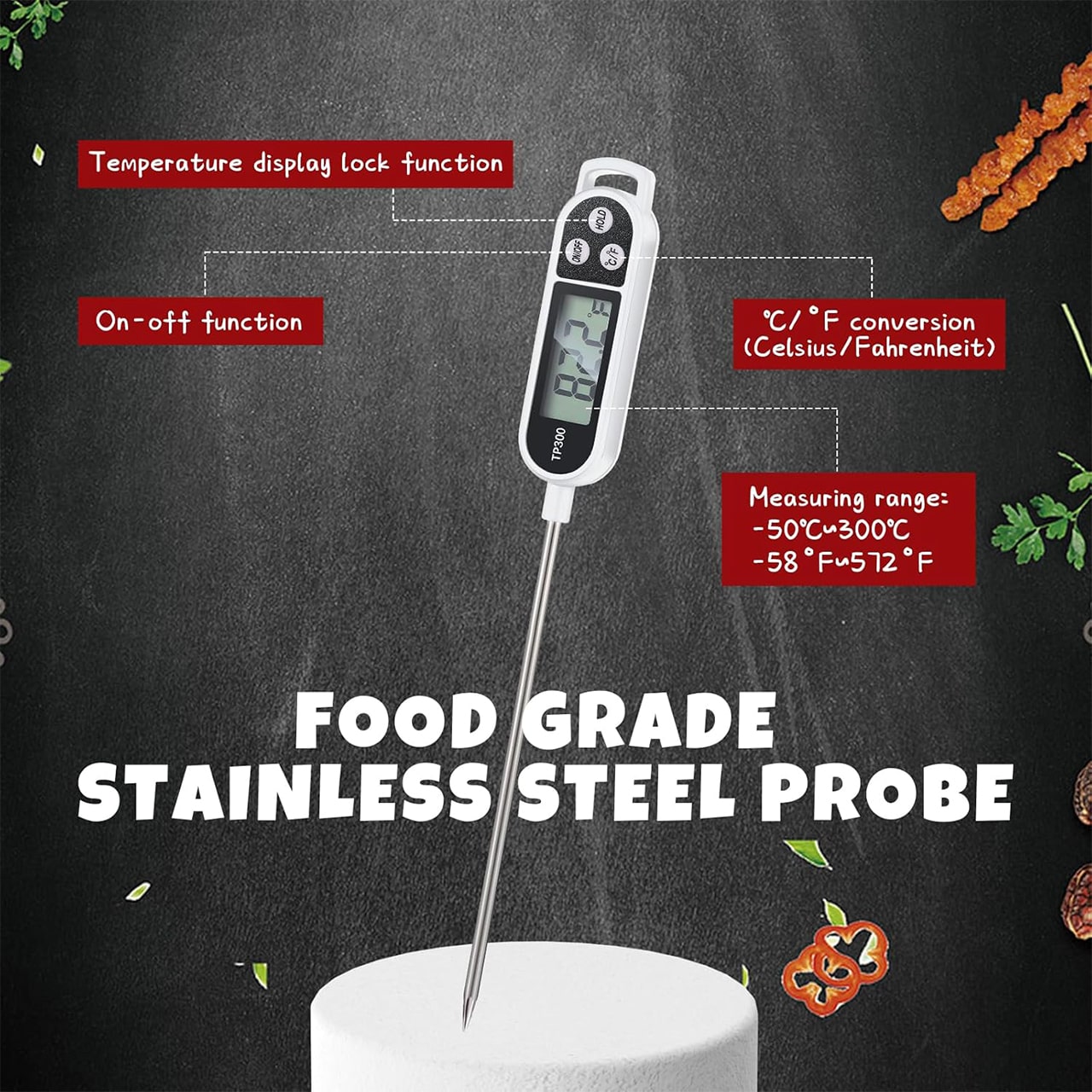 FoodMeter, ένα ηλεκτρονικό ψηφιακό θερμόμετρο για τη μέτρηση της θερμοκρασίας τροφίμων και υγρών - Image 1