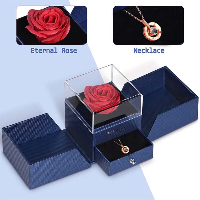 GiftBox, κολιέ με κουτί δώρου και όμορφο τεχνητό τριαντάφυλλο - Image 4