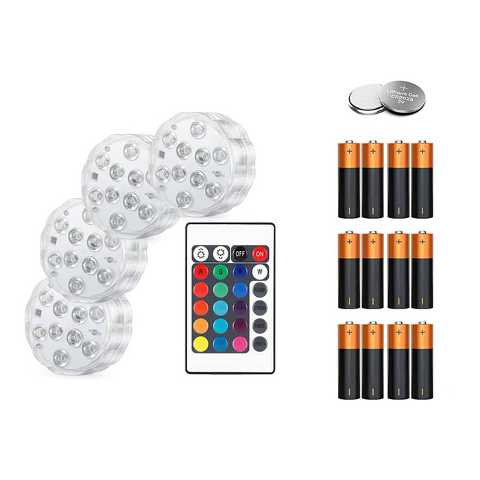 GlowBundle, 4 αδιάβροχα LED φώτα + σετ μπαταριών - Image 1
