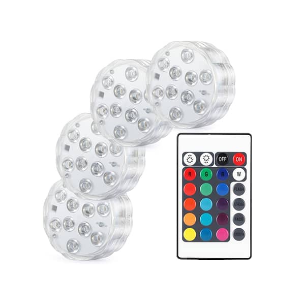 GlowWaterLights, 4 αδιάβροχα φωτάκια LED με τηλεχειριστήριο. - Image 1