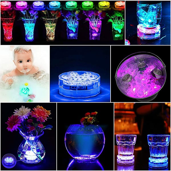 GlowWaterLights, 4 αδιάβροχα φωτάκια LED με τηλεχειριστήριο. - Image 2
