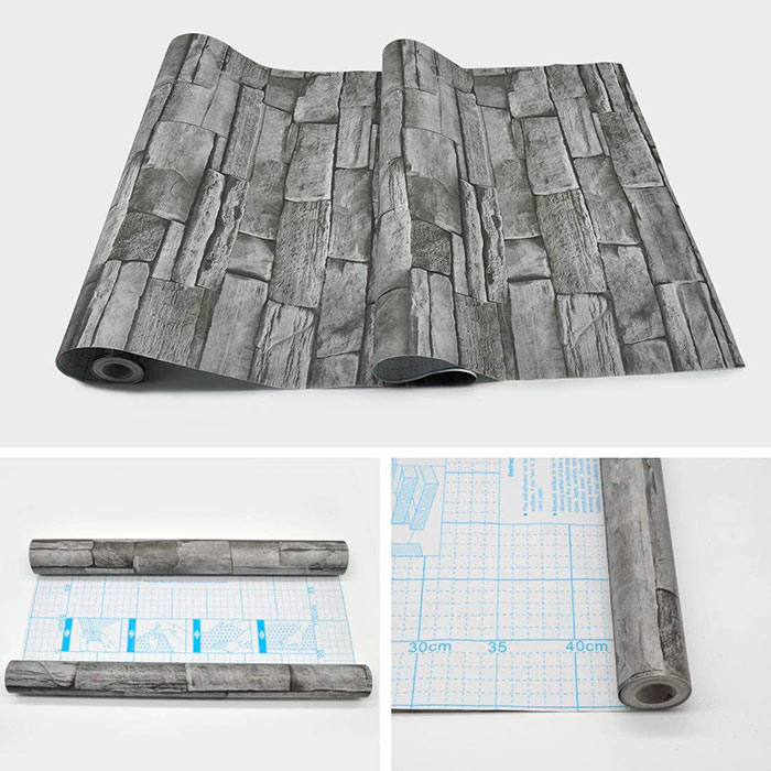 GreyBricks, αυτοκόλλητα τοίχου με όψη 3D σε γκρι τούβλο - Image 1