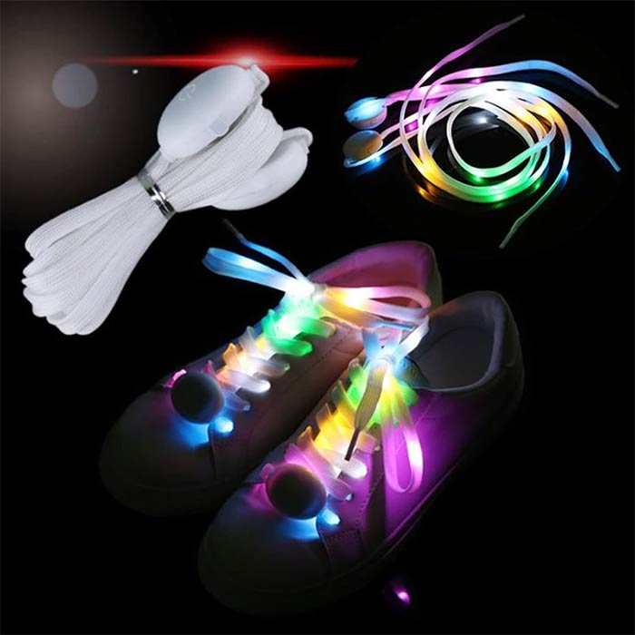 LedLaces, γυαλιστερές κορδόνια - λευκά με πολύχρωμα led φώτα - Image 7