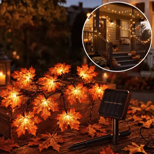 Ηλιακή γιρλάντα LED με φθινοπωρινά φύλλα, MapleLeaf - Image 1