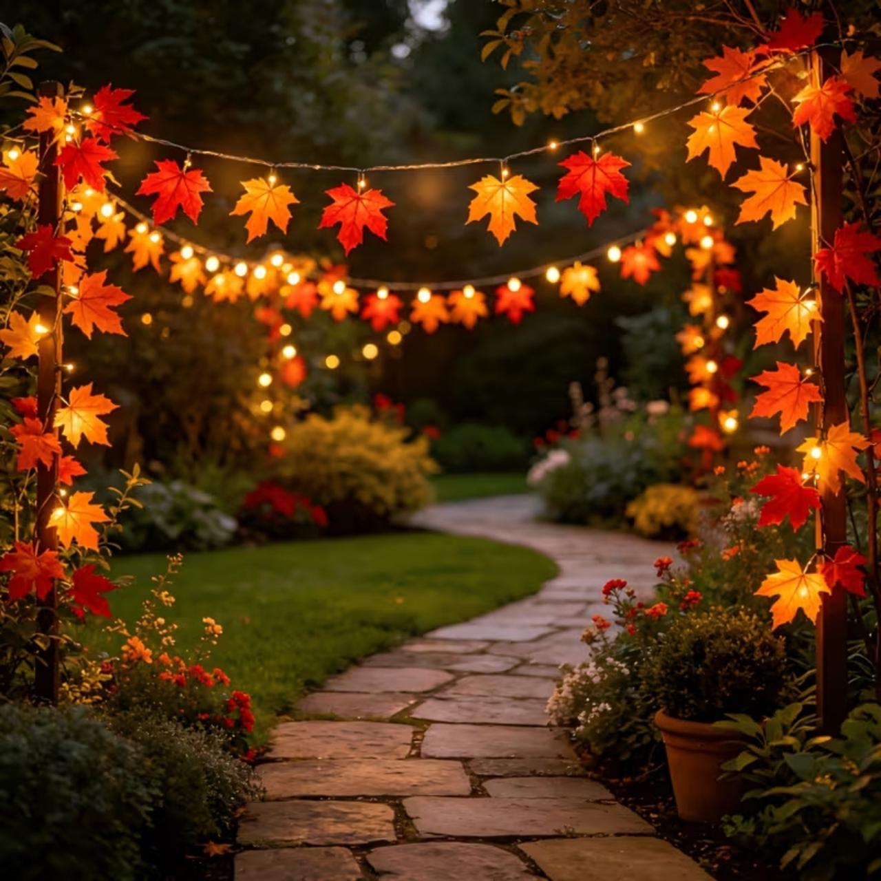 Ηλιακή γιρλάντα LED με φθινοπωρινά φύλλα, MapleLeaf - Image 3