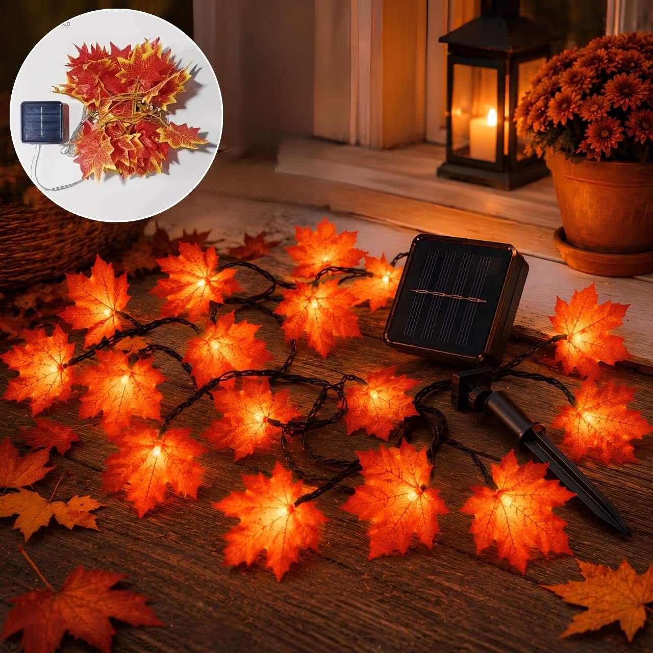 Ηλιακή γιρλάντα LED με φθινοπωρινά φύλλα, MapleLeaf - Image 5