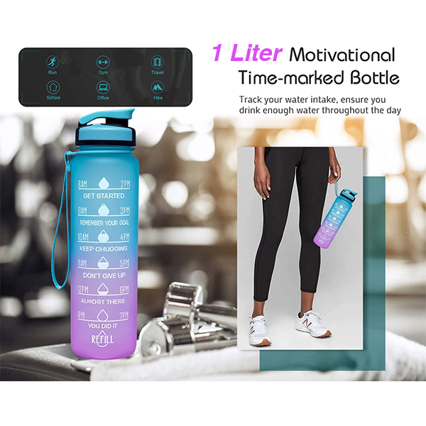 MotivationalBottle, μπουκάλι νερού με κίνητρα και χρονικές σημάνσεις (1000 ml) - Image 6