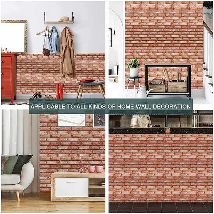 NewYorkWall, 3D αυτοκόλλητα τοίχου – σε σχέδιο πορτοκαλί τούβλου (10 τεμ.) - Image 7