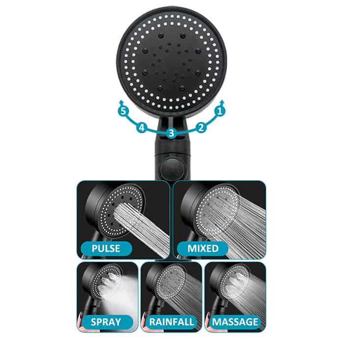 PressureShower, βάση τηλεφώνoy ντους με 5 λειτουργίες (τηλέφωνο ντους, σπιράλ και βάση) - Image 1