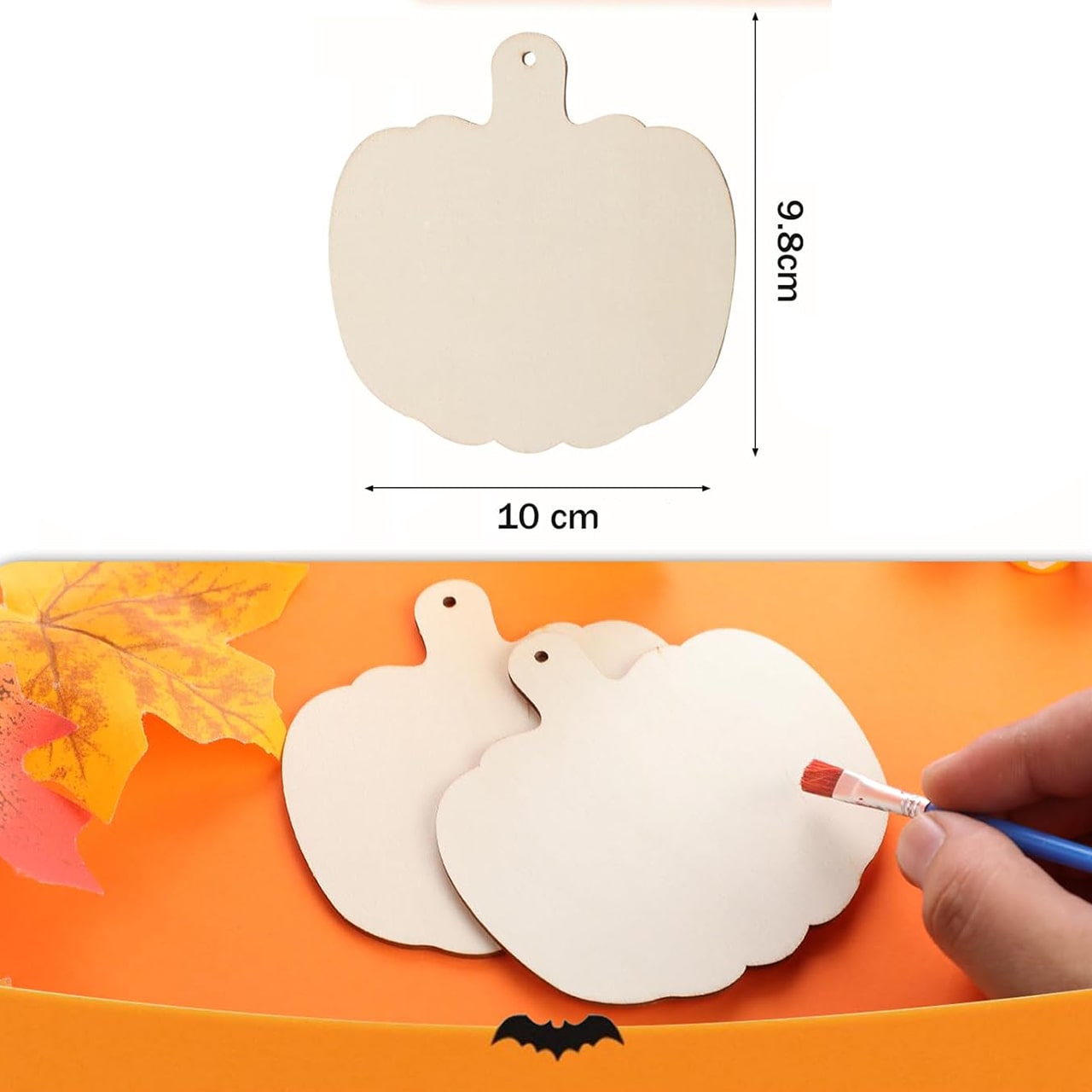 Pumpkins, ξύλινα πλακάκια σε σχήμα κολοκύθας για να δημιουργήσετε τα δικά σας (10 κομμάτια) - Image 7
