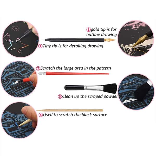 ScratchArt, Σετ Δημιουργικότητας Scratch 6 τεμαχίων με 2 Εικονογραφήσεις - Image 2