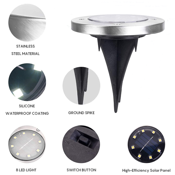 SolarGardenLights, 4 ηλιακά φώτα LED για τον κήπο ή το μονοπάτι - Image 4