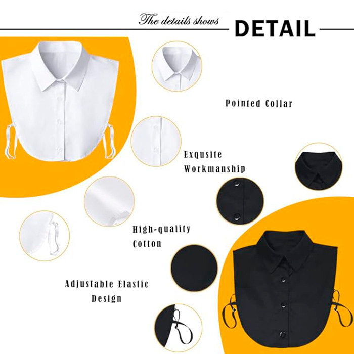 TopCollar, γυναικείος γιακάς πουκάμισου (μαύρος και λευκός) - Image 4