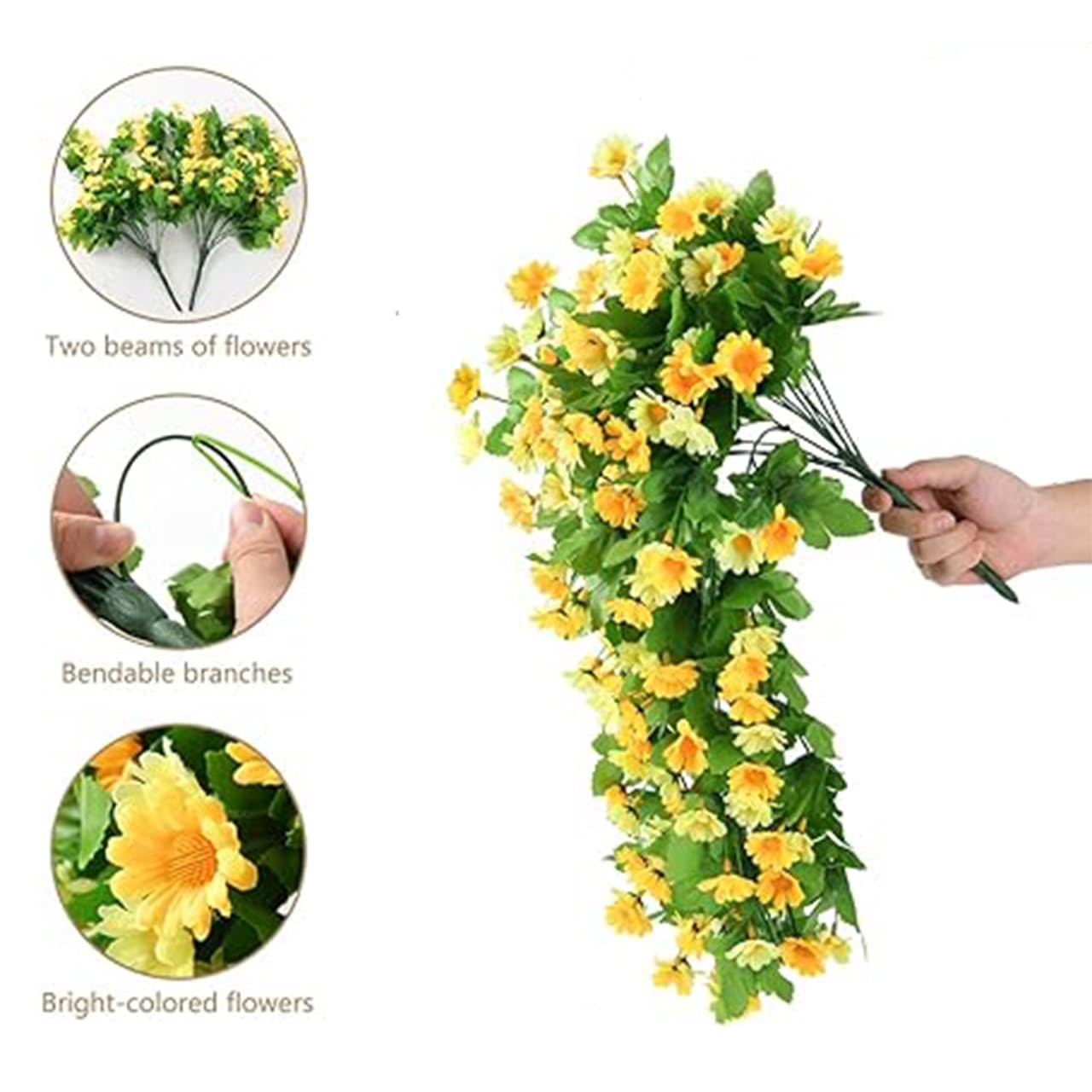 YellowFlowers, τεχνητά κρεμαστά λουλούδια με φυσική εμφάνιση - Image 4