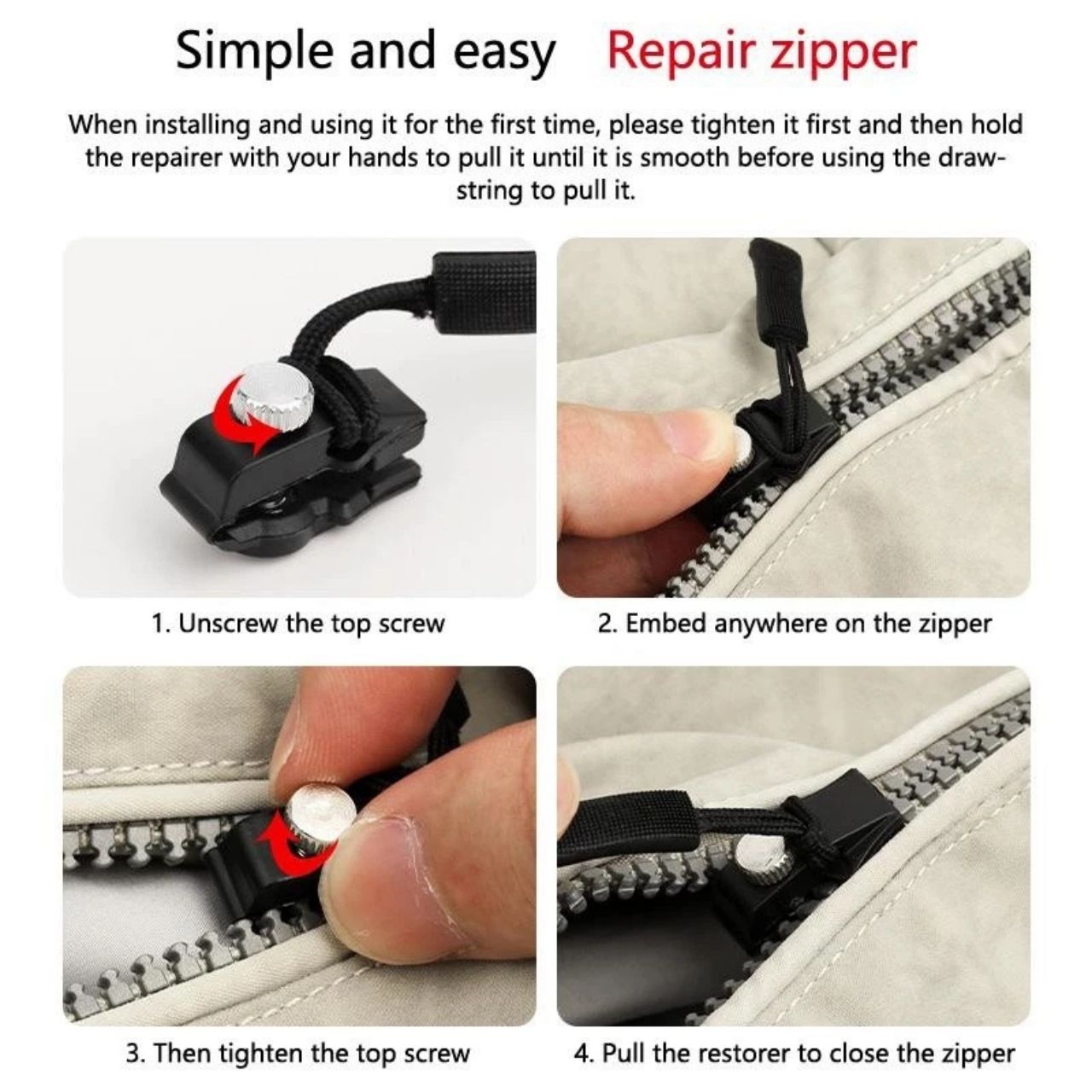 ZipFix, πολυλειτουργικό κιτ επισκευής φερμουάρ (12 κομμάτια) - Image 4