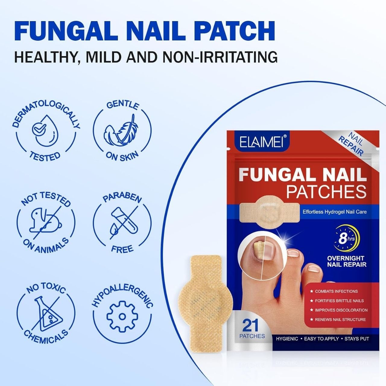FungalPatches, επανορθωτικά επιθέματα για τη φροντίδα των κατεστραμμένων νυχιών (21 τεμ.) (1+1 ΔΩΡΕΑΝ) - Image 4